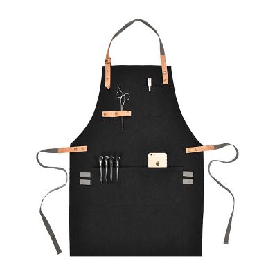 China Heavy Duty Waxed Canvas Apron For Chef Bib Bartender Carpenter Nail Tech Apron for sale