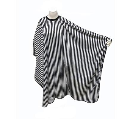 China Waterproof Professional Polyester Hair Spa Cutting Barber Cape Stripes Hairdressing Cape for sale