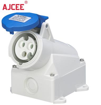 China AJCEE S1131 Ip44 3pin 16a Industrial Eu Single Phase Waterproof Industrial Socket With CE Wall Socket Outlet Electrical Connection 220-250V for sale