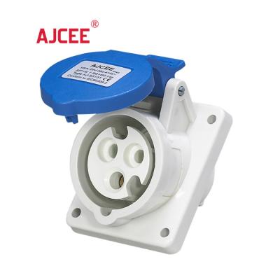 China AJCEE S3231 ip44 3pe 32a 230v industrial wall mounted panel angle waterproof industrial wall socket with CE for sale