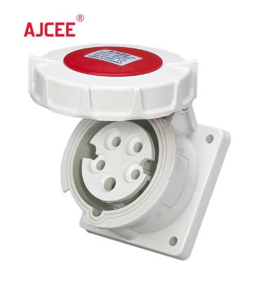 China NEW TYPE AJCEE 4251 Industrial 32amps 3P+E+N 5pin Waterproof Panel Mounted Straight Plug With CE for sale