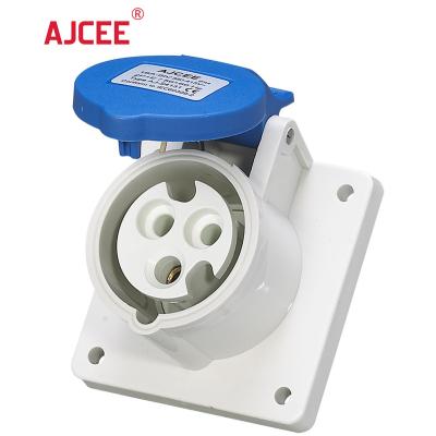 China AJCEE S4131 ip44 industrial waterproof panel mounted straight industrial wall socket with CE CBs for sale