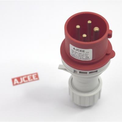 China AJCEE industrial CE ip44 16amps 4pin 3p+e waterproof plug with CE for sale