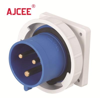 China AJCEE ip67 16a 2p+e 3pin 220v 240v 5132 waterproof industrial panel mounted socket with CE for sale