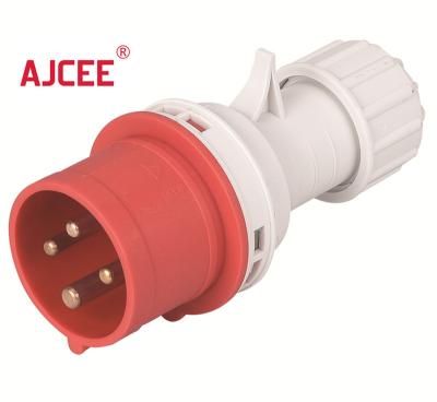 China AJCEE industrial CE ip44 16amps 4pin 3p+e waterproof plug with CE for sale