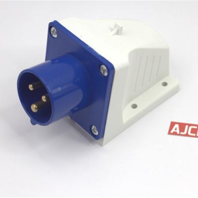 China AJCEE 523 ip44 32a 2p+e 3pin industrial waterproof industrial wall panel mounted socket with CE for sale