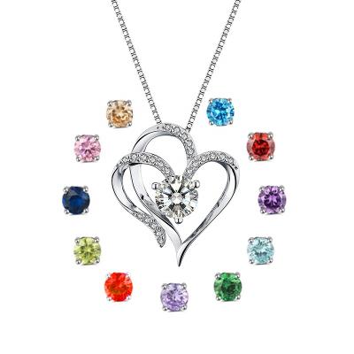 China Drop shipping CLASSIC love heart pendant charm 925 silver birthstone pendants for necklace wholesale jewelry for women for sale