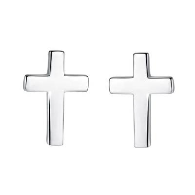 China Plain DES20 925 CLASSIC Silver Crucifix Unisex Religious Christian Products Praying Jesus Cross Earrings Jewelry for sale