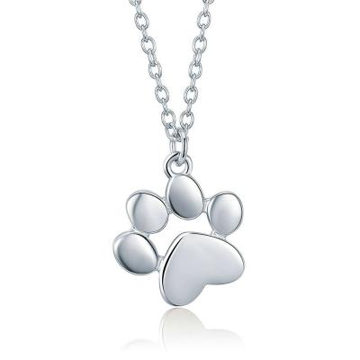 China TRENDY Drop Shipping 925 Sterling Silver 18k Rose Animal Dog Cat Footprints Paw Necklaces Gold Plated Footprints Pendants for sale