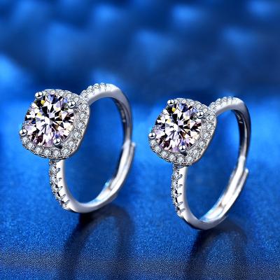 China NEW 100% 925 Silver of 2021 CLASSICS and Moissanite Diamond Ring Stone Cincin Women Adjustable XJZ003A for sale