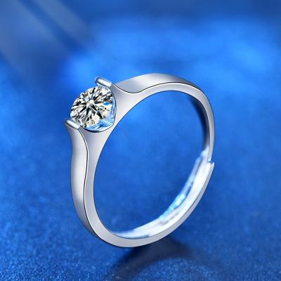 China CLASSIC Sterling Silver 0.5ct 5mm E-F-G Color Heart Arrows Cut Moissanite Engagement Ring For Men and Women for sale