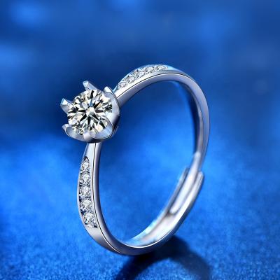 China CLASSIC Engagement Ring Sterling Silver 0.5ct Moissanite Diamond Round Brilliant Cut Solitaire for sale