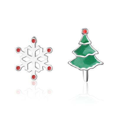 China Cute Christmas Stud Earrings GE34 925 Sterling Silver Cute Snowflake Tree Earrings for Women Gift for sale