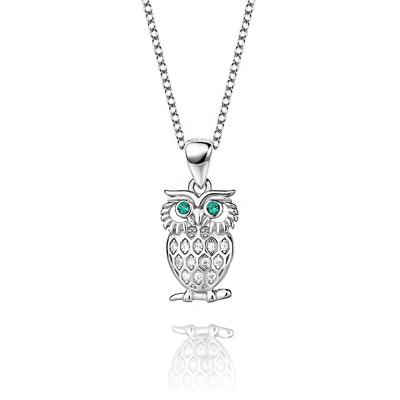 China 925 Sterling Silver Ethnic Owl Necklace Gift for Women Girls Birthday Cute Bird Animal Pendant Necklaces with Zircon for sale