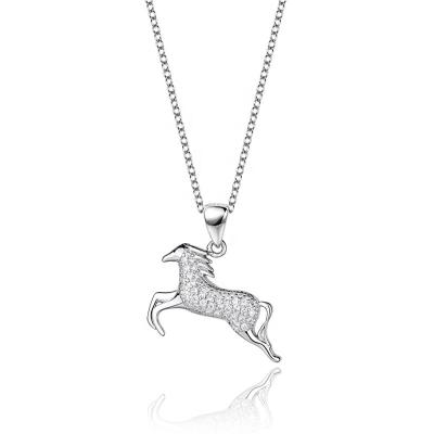 China Wholesale Ethnic 925 Sterling Silver Horse Necklace for micro zircon pendant necklace women's chian fine jewelry 2021 for sale