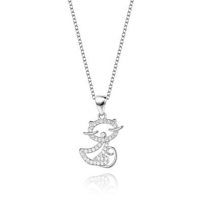 China Japanese and Korean simple fashion light luxury clutch chain office/quarry necklace S925 Sterling Silver Cute Elf Kitten for sale