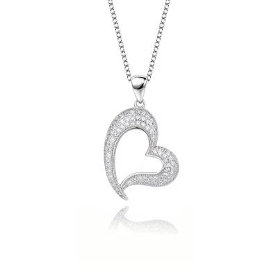 China Crystal Heart Pendant 925 Sterling Silver Chain Necklace Womens Ethnic New Jewelry UK Gift for sale