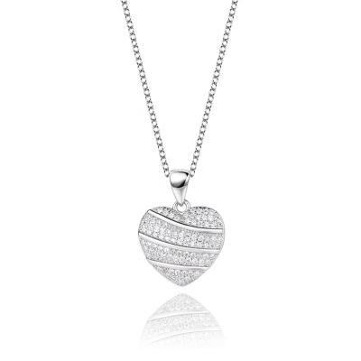 China 925 Sterling Silver Cubic Zirconia Pave Ethnic Charm Heart Anchor Chain Pendant Necklace 18