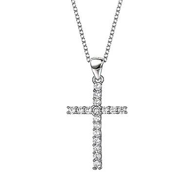 China CLASSIC Amazon Collection Platinum or Gold Plated Sterling Silver Cross Pendant Necklace with 5a Zirconia 18