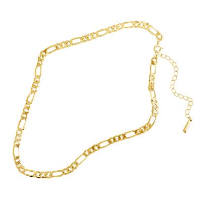 China XF318 TRENDY Women's 925 Sterling Silver 18K Gold Plated 5mm Figaro Curb Link Chain Necklace Jewelry for sale