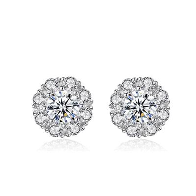 China CLASSIC Hot Selling Zircon DEW08 925 Stud Earrings Silver Halo Earrings For Lady for sale