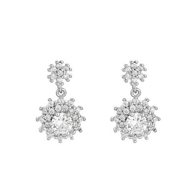 China CLASSIC Micro Insert Zircon Drop Earrings For Ear Drop Simple Temperament S925 Sterling Silver Short Paragraph Women Snow Flower Earrings for sale