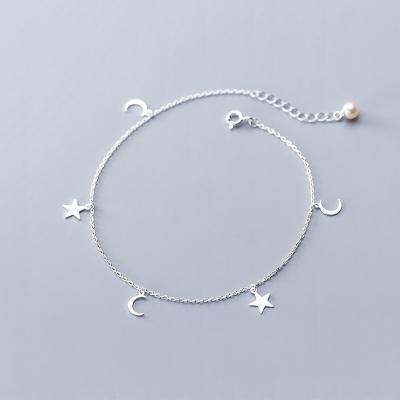 China TRENDY simple silver female bead charm beautiful charm S3027 jewelry S925 bracelet fashion stars and moons bracelet for sale