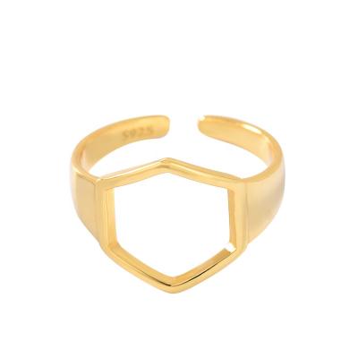 China Geometric Rhombus Ring For Women Open Rings Gold Silver Minimalist Irregular Hollow Color BOHEMIA Hexagon for sale