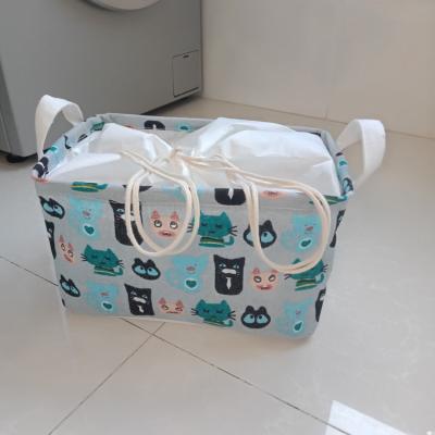 China Sustainable Foldable Cotton Favric Laundry Basket Kid Toy Storage Boxes Bin Organizer With Low Price for sale