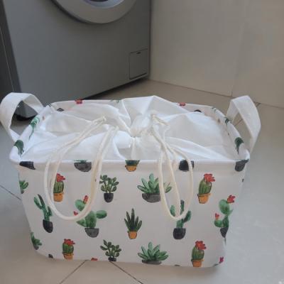 China Sustainable Large Capacity Drawstring Bathroom Storage Basket Clothes Cotton Basket for sale