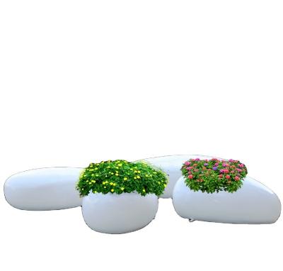 China Worlwide FRP shopping mall decorative flower pot seat ornaments public leisure area rest stools chair combination for sale