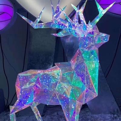 China Colorful Acrylic To Wedding Fantastic Colorful Christmas 3D Deer Acrylic Decoration With LED Lights for sale