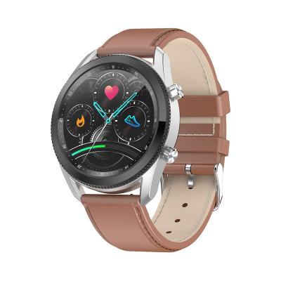 China MP3 Playback KST-R61 Smart Blue Tooth Call Leather Strap Watch Round Screen Waterproof Fitness Tracker Heart Rate Monitor L61 Smart Watch IOS for sale