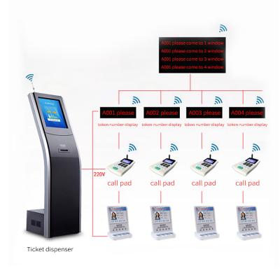 China Wireless Token Hospital/Bank Hospital LED/LCD Number Display Queue Management System Ticket Dispenser for sale