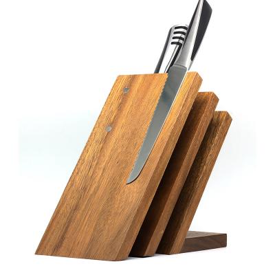 China Customized Logo Sustainable Wood Kitchen Magnetic Knife Block Holder for Sustainable for sale