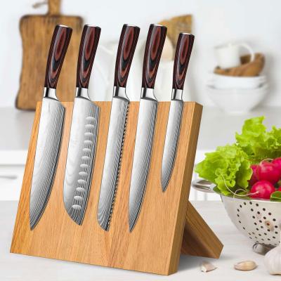 China Organizational Magnetic Bamboo Wooden Knife Holder for Kitchen Counter Custom Size for sale