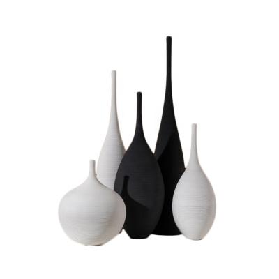 China White and black geometric ceramic vases of modern minimalist fantasy Nordic style home decoration for sale