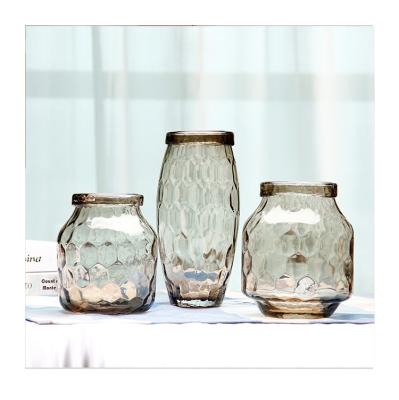 China Minimalist Elegant Cylinder Customized Colored Transparent Glass Vase For Wedding Decor for sale