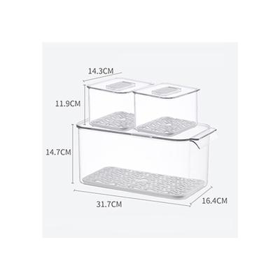 China 3 Pack Sustainable Stackable Fridge Containers Sets Storage Bins Refrigerator Plastic Organizers for sale