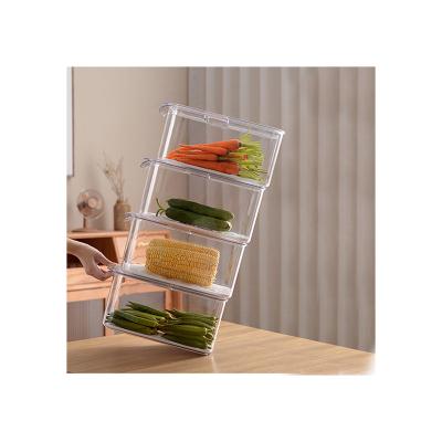 China Sustainable Stackable Refrigerator Storage Containers Sets 3 Pack Refrigerator Organizers Plastic Bins for sale