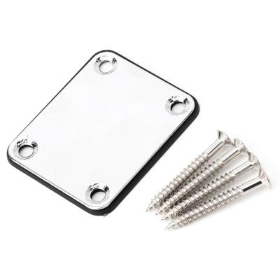 China Popular Guitar Neck Chrome Panel Electric Guitar Neck Joint Plate with 4 Screws for Musical Instrument Accessories for sale