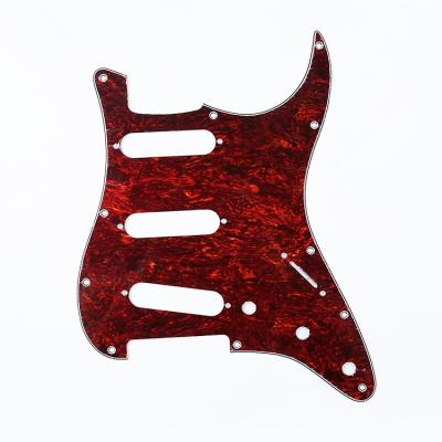 China Wholesale Red Guitar 4ply 11 Holes Pickguard Turtle 4ply 11 Hole SSS Scratch Plate Start St Pickguard For Electric Guitar Parts Replacement for sale