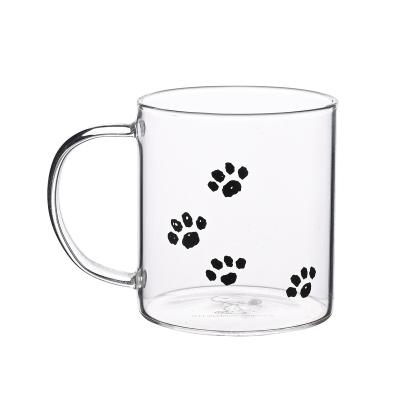 China Viable Cute Milk Tea Coffee Mug Cartoon Borosilicate Glass Mug With Handle for sale