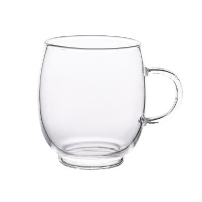 China Viable Heat Resistant Single Wall Clear Glass Mug Coffee Drinkware Glass Mug With Handle for sale