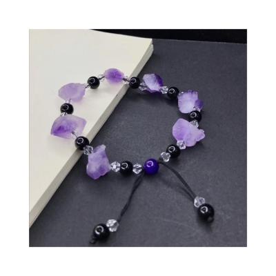 China Crystal Rough Group Raw Ore Cute Natural Isogonal Bracelet Irregular Amethyst Bracelet Whole Sales for sale