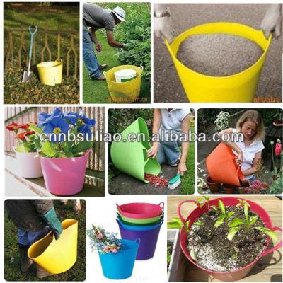 China Portable and Flexible PE Bucket Sustainable Blue Plastic Water Garden Bucket for sale