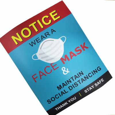 China Waterproof+Eco-friendly Matte Vinyl Window Sticker Custom Facemask Required Warning Sticker Maintain Social Distancing Sticker for sale