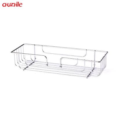 China Eco-friendly 201 Stainless Steel Square Shower Shelf Bathroom Kitchen Organizer Eco-friendly Metal Wire Storage Basket for sale