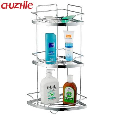 China Standing Type Shower Caddy Corner Bathroom Clothes Rack Stainless Steel Bathroom Corner Towel Rack for sale