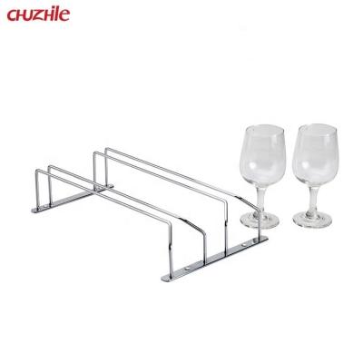 China Double Row Goblet Wine Glass Rack Stand Red Wine Stemware Storage Metal Iron Viable Hanging Rack for sale